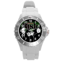 Nuclear Explosion Trump And Kim Jong Round Plastic Sport Watch (l) by Valentinaart