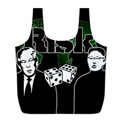 Nuclear Explosion Trump And Kim Jong Full Print Recycle Bags (l)  by Valentinaart