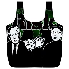 Nuclear Explosion Trump And Kim Jong Full Print Recycle Bags (l)  by Valentinaart