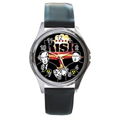 Nuclear Explosion Trump And Kim Jong Round Metal Watch by Valentinaart