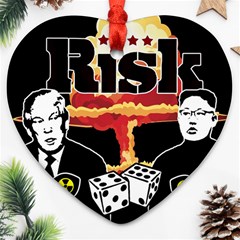 Nuclear Explosion Trump And Kim Jong Ornament (heart) by Valentinaart