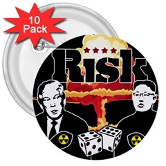 Nuclear Explosion Trump And Kim Jong 3  Buttons (10 Pack)  by Valentinaart