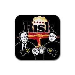 Nuclear Explosion Trump And Kim Jong Rubber Square Coaster (4 Pack)  by Valentinaart