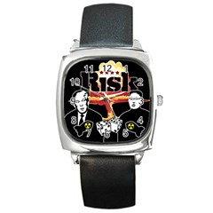 Nuclear Explosion Trump And Kim Jong Square Metal Watch by Valentinaart