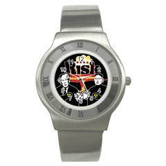 Nuclear Explosion Trump And Kim Jong Stainless Steel Watch by Valentinaart