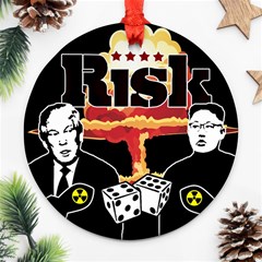 Nuclear Explosion Trump And Kim Jong Round Ornament (two Sides) by Valentinaart