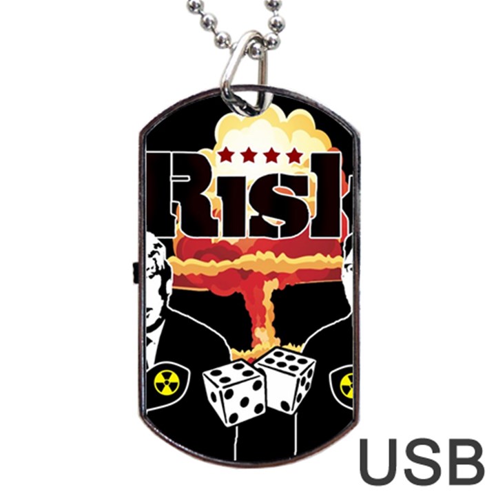 Nuclear Explosion Trump and Kim Jong Dog Tag USB Flash (Two Sides)