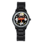 Nuclear Explosion Trump and Kim Jong Stainless Steel Round Watch Front