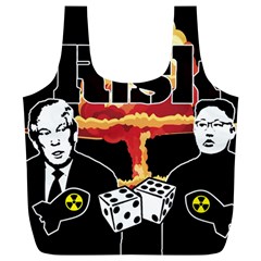 Nuclear Explosion Trump And Kim Jong Full Print Recycle Bags (l)  by Valentinaart