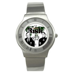 Nuclear Explosion Trump And Kim Jong Stainless Steel Watch by Valentinaart