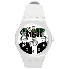 Nuclear Explosion Trump And Kim Jong Round Plastic Sport Watch (m) by Valentinaart