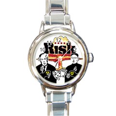 Nuclear Explosion Trump And Kim Jong Round Italian Charm Watch by Valentinaart