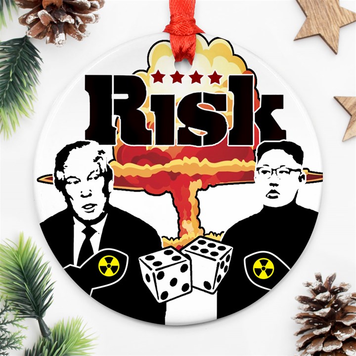 Nuclear Explosion Trump and Kim Jong Ornament (Round)