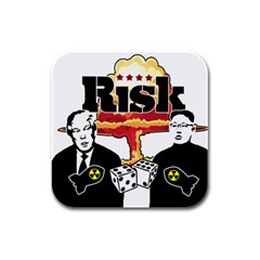 Nuclear Explosion Trump And Kim Jong Rubber Square Coaster (4 Pack)  by Valentinaart