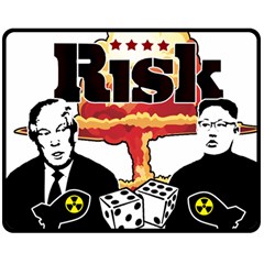 Nuclear Explosion Trump And Kim Jong Double Sided Fleece Blanket (medium)  by Valentinaart