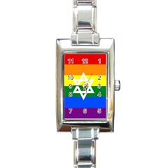 Gay Pride Israel Flag Rectangle Italian Charm Watch by Valentinaart