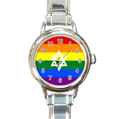 Gay Pride Israel Flag Round Italian Charm Watch by Valentinaart