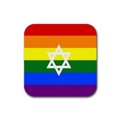 Gay Pride Israel Flag Rubber Coaster (square)  by Valentinaart