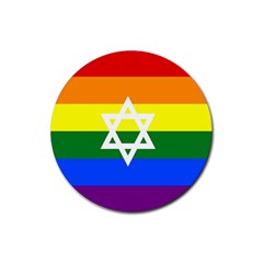 Gay Pride Israel Flag Rubber Round Coaster (4 Pack)  by Valentinaart