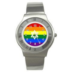 Gay Pride Israel Flag Stainless Steel Watch by Valentinaart