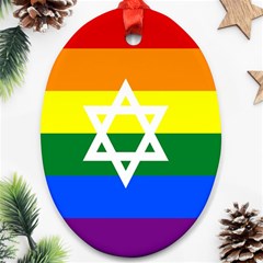 Gay Pride Israel Flag Oval Ornament (two Sides) by Valentinaart