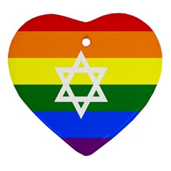 Gay Pride Israel Flag Heart Ornament (two Sides) by Valentinaart