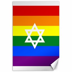 Gay Pride Israel Flag Canvas 24  X 36  by Valentinaart