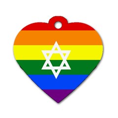 Gay Pride Israel Flag Dog Tag Heart (two Sides) by Valentinaart