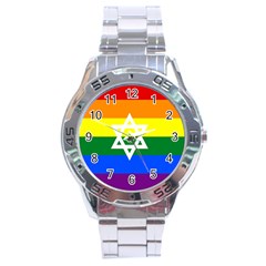 Gay Pride Israel Flag Stainless Steel Analogue Watch by Valentinaart