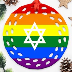 Gay Pride Israel Flag Round Filigree Ornament (two Sides) by Valentinaart