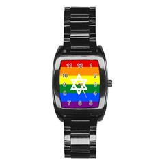 GAY PRIDE Israel Flag Stainless Steel Barrel Watch