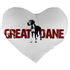 Great Dane Large 19  Premium Heart Shape Cushions by Valentinaart