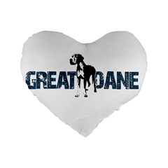 Great Dane Standard 16  Premium Flano Heart Shape Cushions by Valentinaart