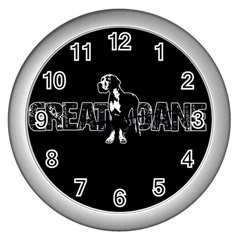 Great Dane Wall Clocks (silver)  by Valentinaart