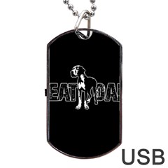 Great Dane Dog Tag Usb Flash (two Sides) by Valentinaart