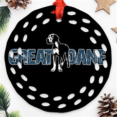 Great Dane Ornament (round Filigree) by Valentinaart