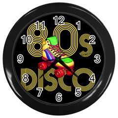 Roller Skater 80s Wall Clocks (black) by Valentinaart