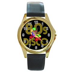 Roller Skater 80s Round Gold Metal Watch by Valentinaart