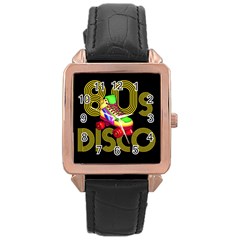 Roller Skater 80s Rose Gold Leather Watch  by Valentinaart