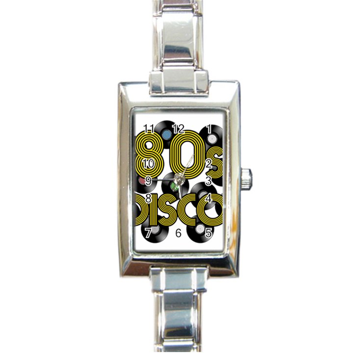  80s disco vinyl records Rectangle Italian Charm Watch