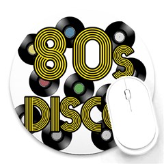  80s Disco Vinyl Records Round Mousepads by Valentinaart