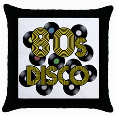  80s Disco Vinyl Records Throw Pillow Case (black) by Valentinaart