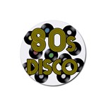  80s disco vinyl records Rubber Round Coaster (4 pack)  Front