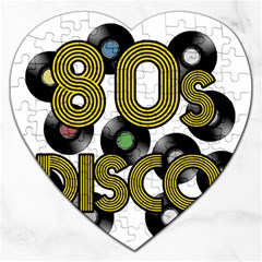  80s Disco Vinyl Records Jigsaw Puzzle (heart) by Valentinaart