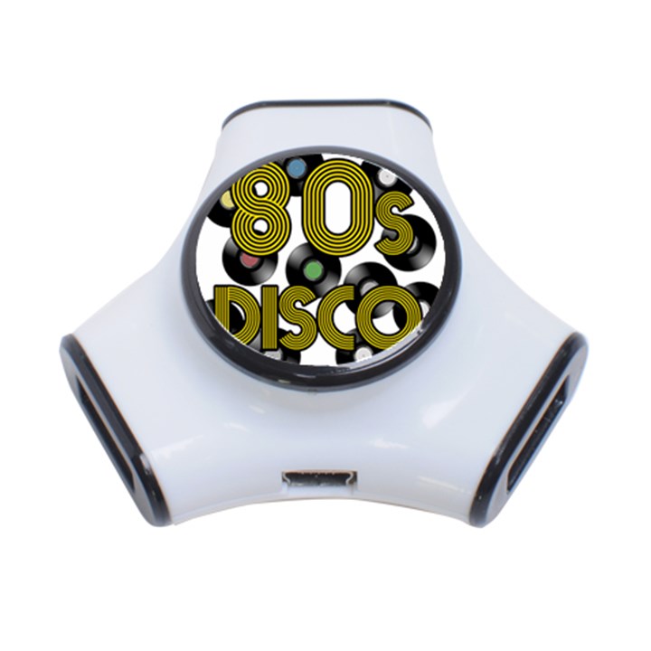  80s disco vinyl records 3-Port USB Hub