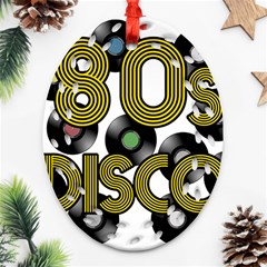  80s Disco Vinyl Records Ornament (oval Filigree) by Valentinaart