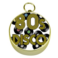  80s Disco Vinyl Records Gold Compasses by Valentinaart