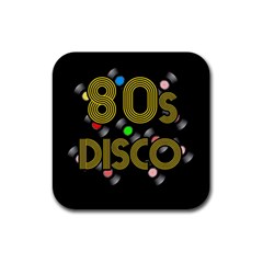  80s Disco Vinyl Records Rubber Coaster (square)  by Valentinaart