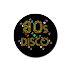  80s Disco Vinyl Records Rubber Coaster (round)  by Valentinaart