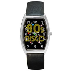  80s Disco Vinyl Records Barrel Style Metal Watch